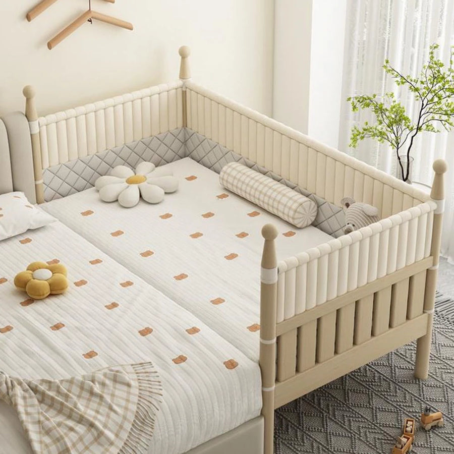 Solid Wood Baby Crib with Widened Side Infant Crib Spliced with Large Bed Toddlerbed