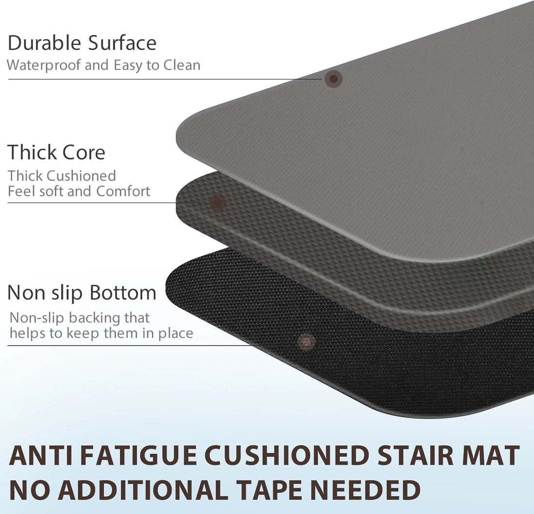 Staircase Step Treads Foam Stair Pads Cushioned  | 8" x 30" PVC Material(Set of 12)