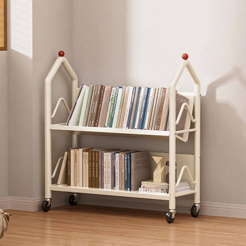 360° Steering Wheels Moveable Bookshelf, Mobile Rack 5 Tier  Bookcases & Shelves