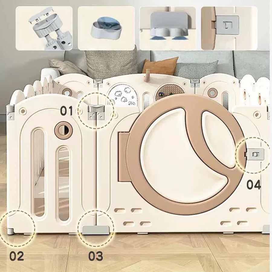 Foldable Baby Fence with House Baby Playpen and Matching Toys | Star-Moon